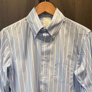 Brooks Brothers Light Blue and White Striped Casual Shirt 👔 Milano Fit